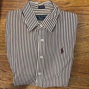 Ralph Lauren Maroon Striped Women’s Shirt Slim Fit